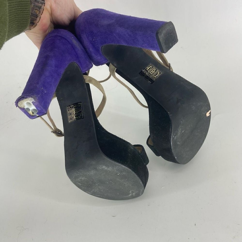 Free People Women's Colorblock Open-Toe Suede Strappy Platform Heels Size 8 - Picture 5 of 7